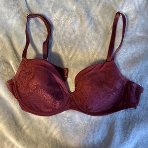 Soma Lightest Lift Demi Burgundy Lace Underwire Bra